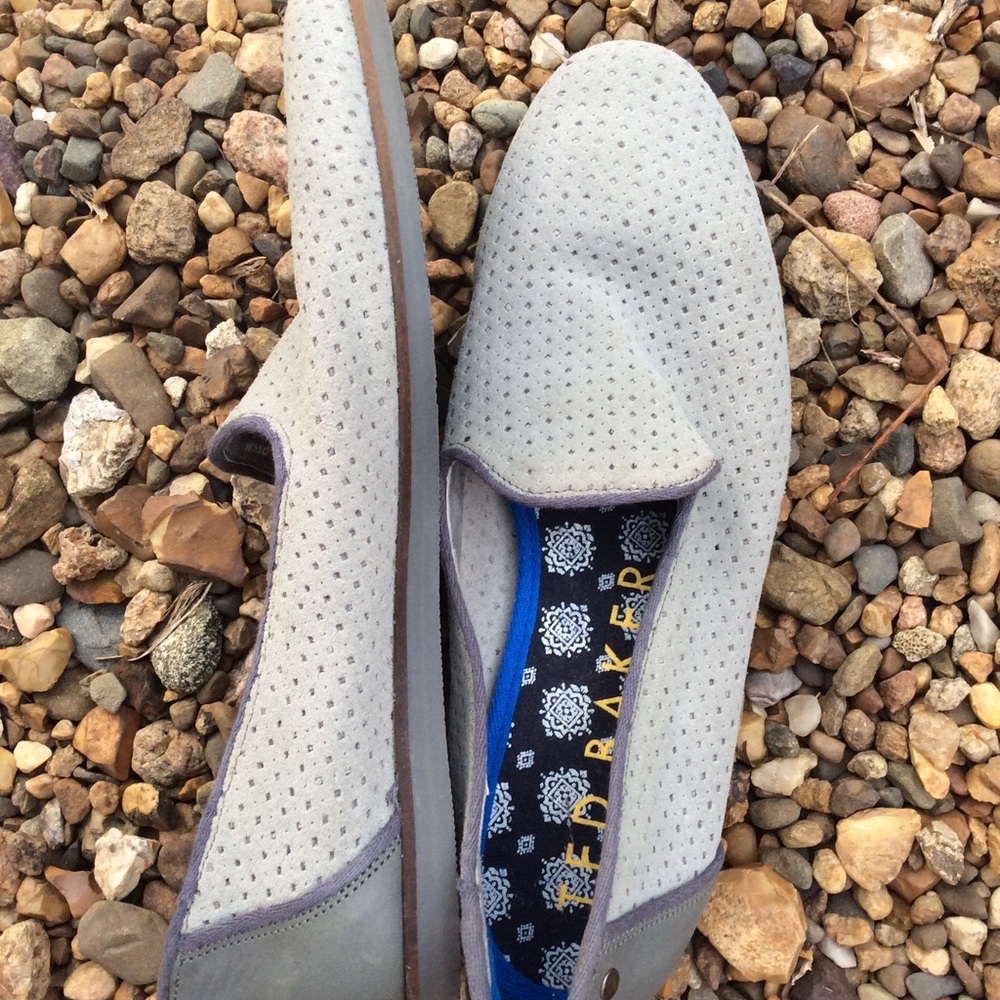 Ted Baker Light Gray Perforated Slip-On Loafers - Picture 3 of 6